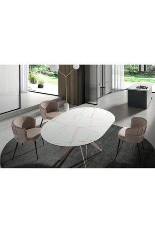 Table à manger - Plateau en porcelaine - 120 x 120 x 77 cm