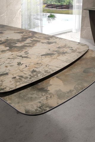 Table extensible - Plateau en marbre de porcelaine - 200 x 76 x 100 cm