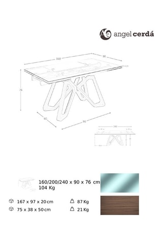 Table à manger extensible en verre - 160 à 240 cm
