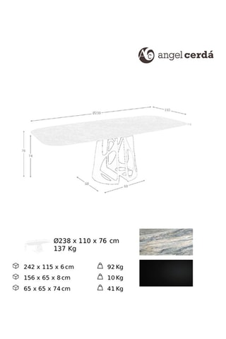 Table à manger - Plateau en porcelaine - 240 x 110 x 76 cm