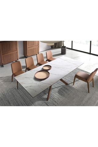 Table à manger extensible - Plateau en marbre de porcelaine - 180 à 260 cm