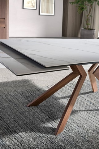 Table à manger extensible - Plateau en marbre de porcelaine - 180 à 260 cm