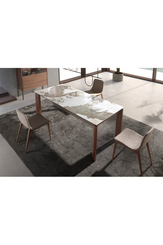 Table à manger extensible - Plateau en marbre de porcelaine - 140 x 90 x 76 cm