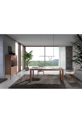 Table à manger extensible - Plateau en marbre de porcelaine - 140 x 90 x 76 cm