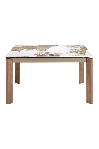 Table à manger extensible - Plateau en marbre de porcelaine - 140 x 90 x 76 cm