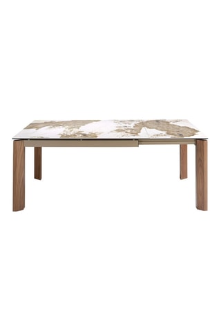 Table à manger extensible - Plateau en marbre de porcelaine - 140 x 90 x 76 cm