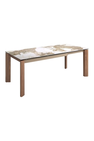 Table à manger extensible - Plateau en marbre de porcelaine - 140 x 90 x 76 cm