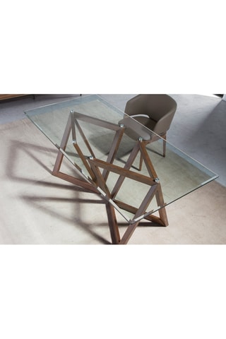 Table à manger en verre et frêne - 180 x 75 x 90 cm