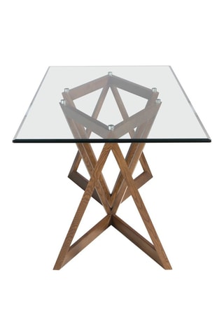 Table à manger en verre et frêne - 180 x 75 x 90 cm