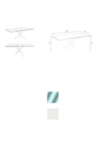 Table à manger en verre - 150 x 75 x 95 cm
