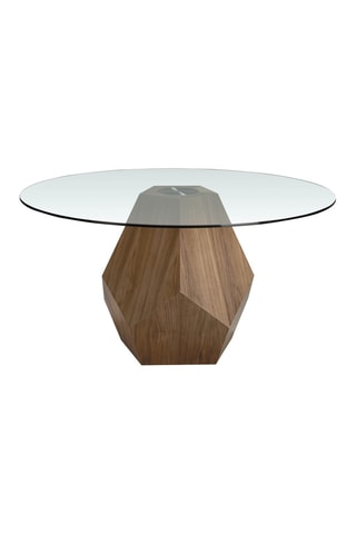 Table à manger en bois massif et verre  - 150 x 150 x 74 cm