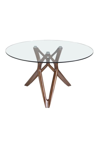 Table à manger en noyer et verre - 130 x 75 x 130 cm