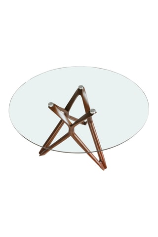 Table à manger en noyer et verre - 130 x 75 x 130 cm