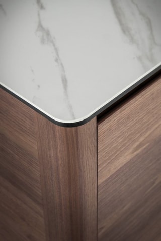 Meuble TV 2 portes en noyer et porcelaine - 200 x 45 x 51 cm
