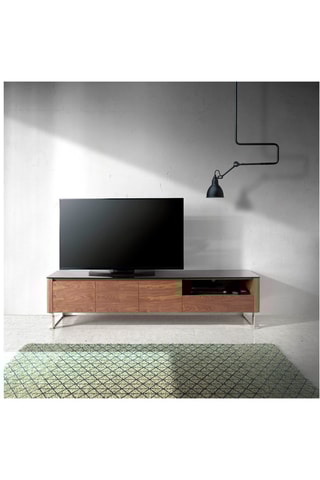 Meuble TV 3 portes en noyer - 200 x 48 x 45 cm