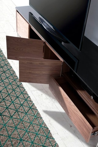 Meuble TV 3 portes en noyer - 200 x 48 x 45 cm