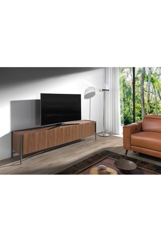 Meuble TV 4 portes en noyer - 220 x 53 x 46 cm