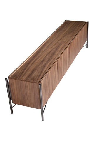 Meuble TV 4 portes en noyer - 220 x 53 x 46 cm