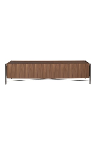 Meuble TV 4 portes en noyer - 220 x 53 x 46 cm