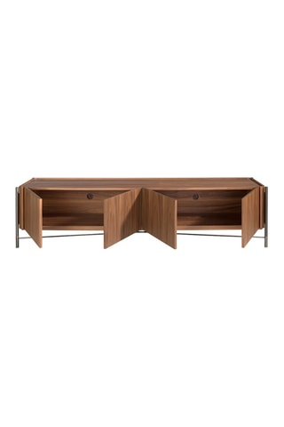 Meuble TV 4 portes en noyer - 220 x 53 x 46 cm