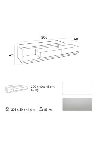 Meuble TV 2 tiroirs - 200 x 40 x 45 cm