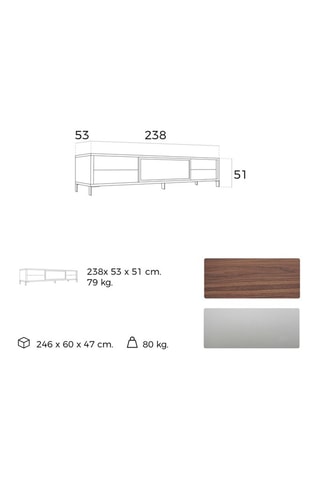 Meuble TV 1 porte - 238 x 53 x 51 cm