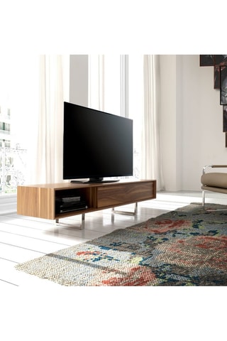 Meuble TV 1 tiroir en noyer - 180 x 44 x 39 cm