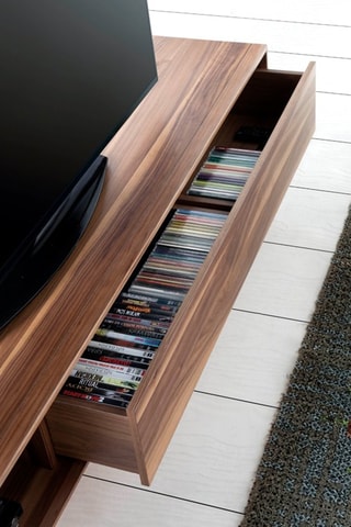 Meuble TV 1 tiroir en noyer - 180 x 44 x 39 cm