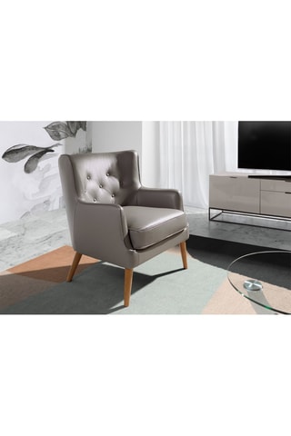 Fauteuil en cuir 
Gris et naturel