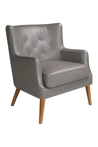Fauteuil en cuir 
Gris et naturel