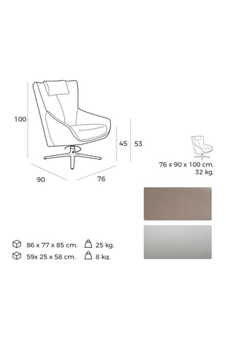 Fauteuil pivotant en cuir - Taupe