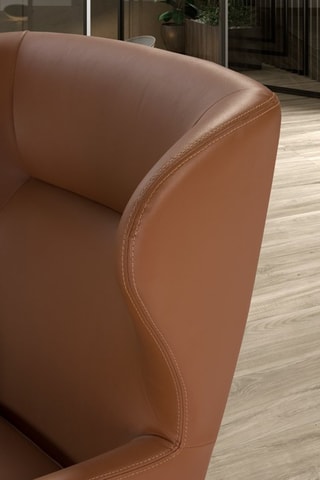 Fauteuil pivotant - Marron et naturel - Revêtement effet cuir