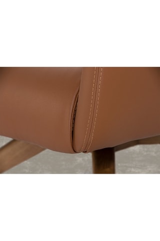 Fauteuil pivotant - Marron et naturel - Revêtement effet cuir