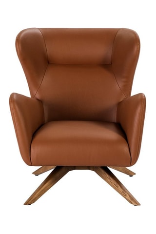 Fauteuil pivotant - Marron et naturel - Revêtement effet cuir