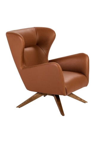 Fauteuil pivotant - Marron et naturel - Revêtement effet cuir