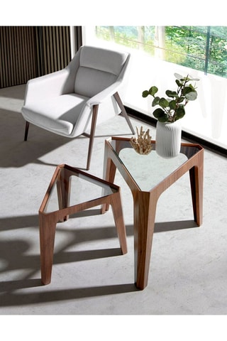 Fauteuil - Blanc et marron - Tissu