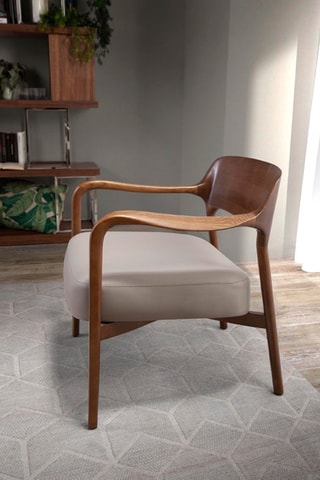 Fauteuil en cuir - Gris et naturel - Tissu