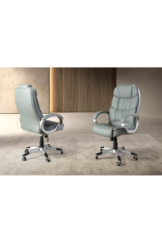 Fauteuil de bureau pivotant - Gris et argenté - Revêtement effet cuir