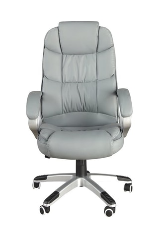 Fauteuil de bureau pivotant - Gris et argenté - Revêtement effet cuir