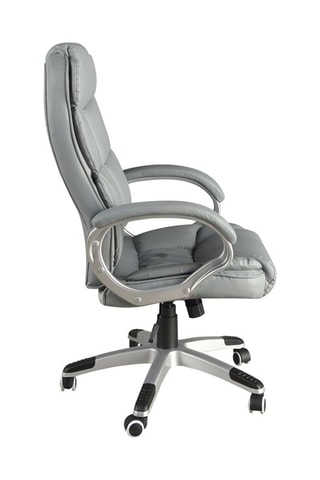 Fauteuil de bureau pivotant - Gris et argenté - Revêtement effet cuir