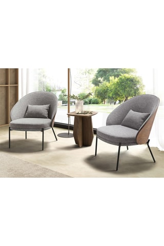 Fauteuil - Gris et imitation noyer - Tissu