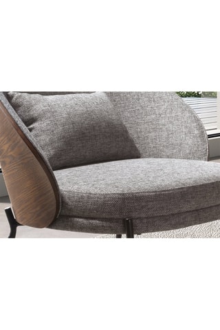 Fauteuil - Gris et imitation noyer - Tissu