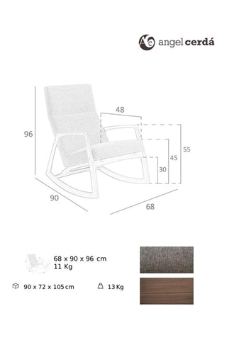 Fauteuil - Gris et naturel - Tissu