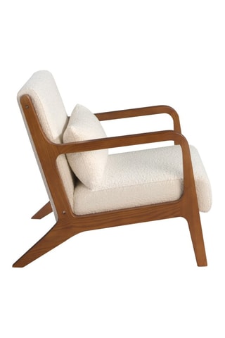 Fauteuil - Blanc et naturel - Tissu bouclé