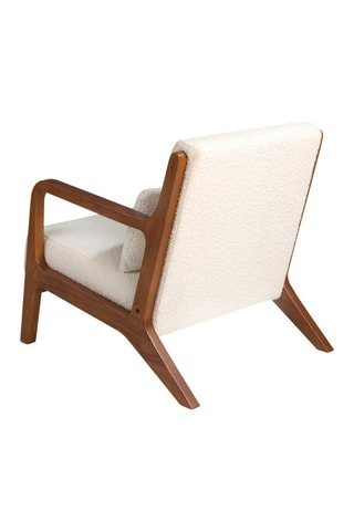 Fauteuil - Blanc et naturel - Tissu bouclé