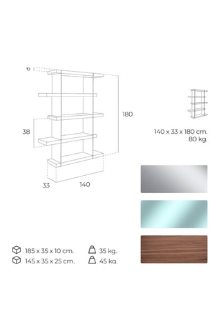 Bibliothèque en verre  -  140 x 180 x 33 cm