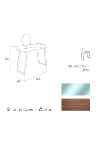 Coiffeuse avec miroir pivotant 1 tiroir - - 120 x 45 x 126 cm