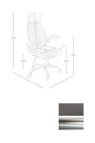 Chaise de bureau à roulettes - 
66 x 117 x 62 cm
