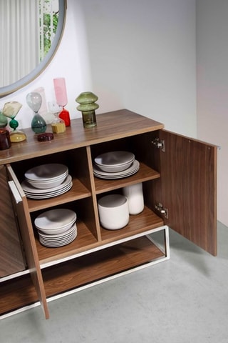Buffet 4 portes en noyer - 160 x 80 x 46 cm