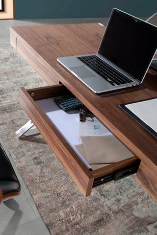 Bureau en bois 2 tiroirs - 120 x 61 x 76 cm